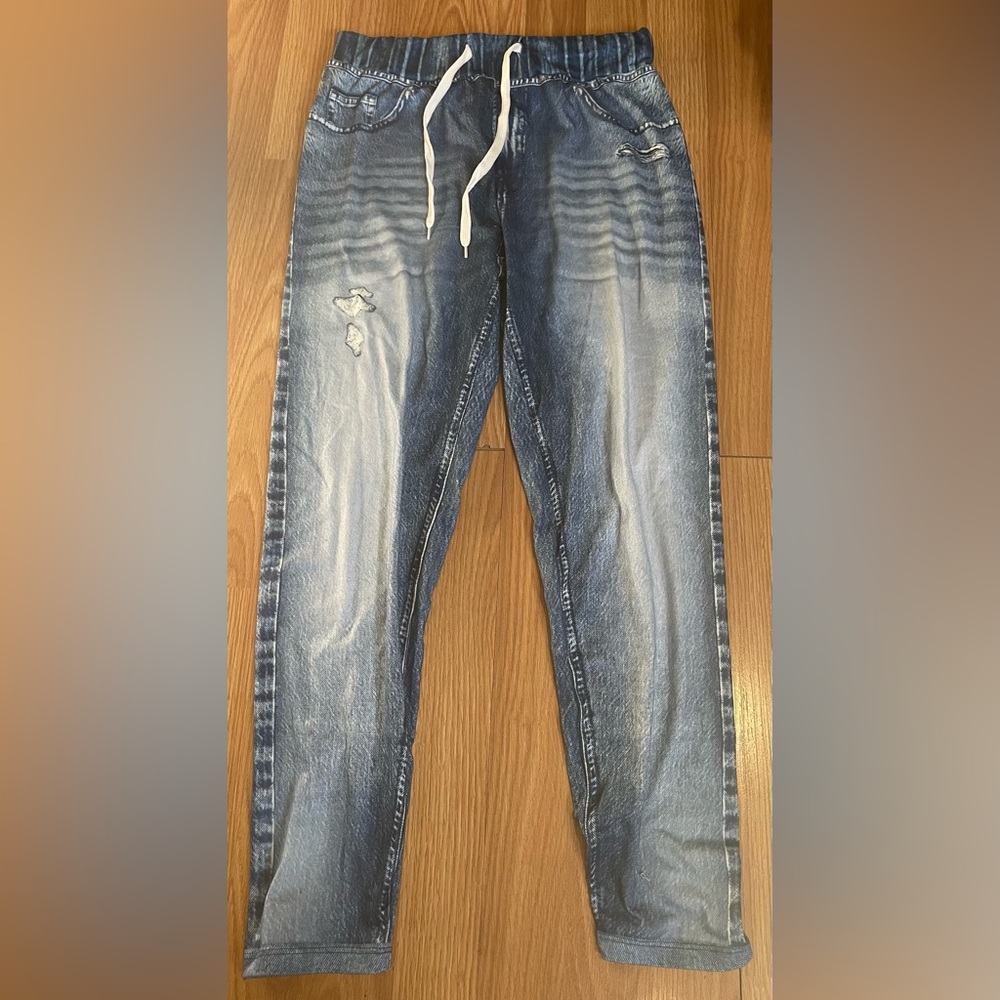 Blue Distressed Jeggings